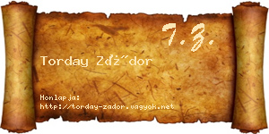 Torday Zádor névjegykártya